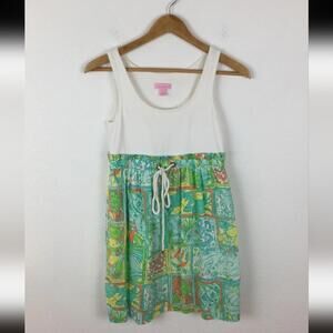 Lilly Pulitzer White and Green Sleeveless Sundress